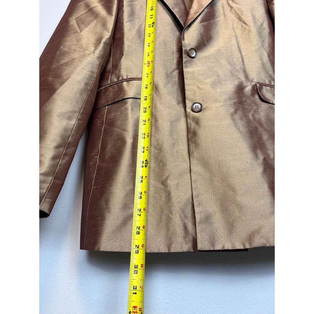 Alfani Womens 100% Silk‎ Blazer Jacket Bronze Gold Iridescent Size 12 WPL 8046 - Picture 10 of 11